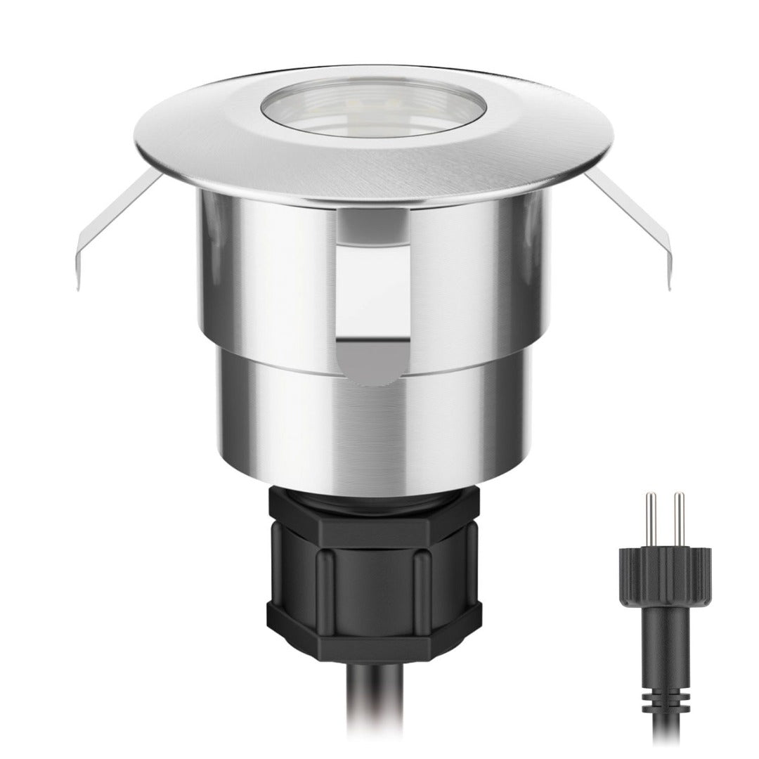 LED terrasverlichting rond - 40mm - 12V - Warm wit - Zilver LED terrasverlichting rond - 40mm - 12V - Warm wit - Zilver